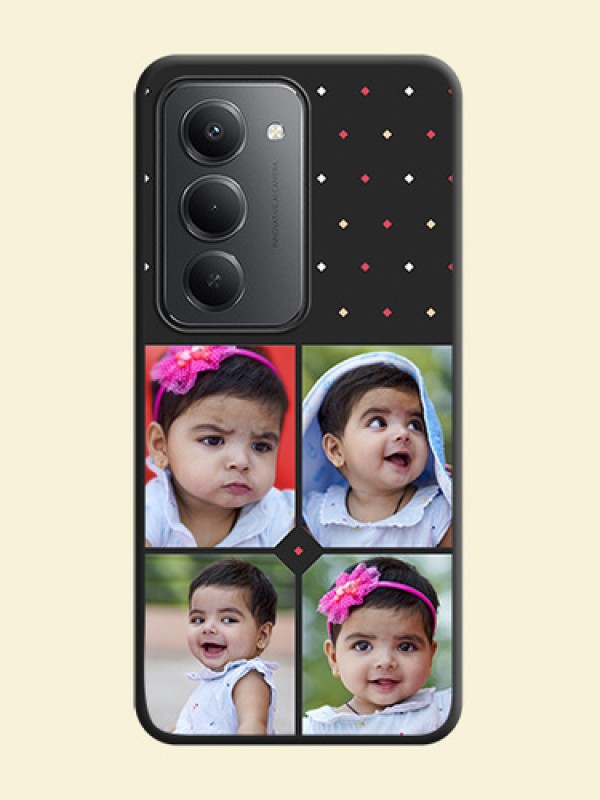 Multicolor Dotted Pattern with 4 Image Holder On Space Black Custom Soft Matte Mobile Back Cover - Redmi 15 5G