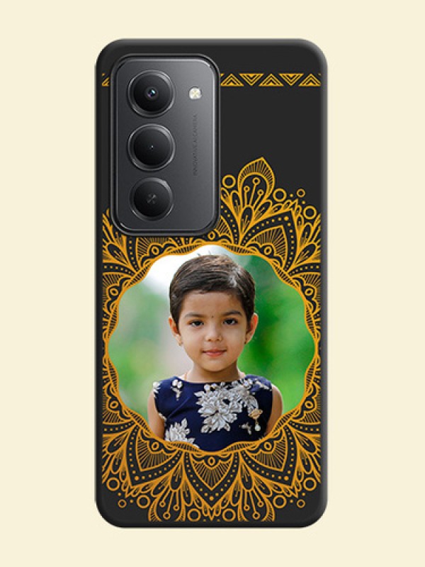 Round Image with Floral Design On Space Black Custom Soft Matte Mobile Back Cover - Redmi 15 5G