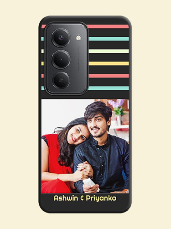 Color Stripes with Photo and Text on Photo On Space Black Custom Soft Matte Mobile Back Cover - Redmi 15 5G