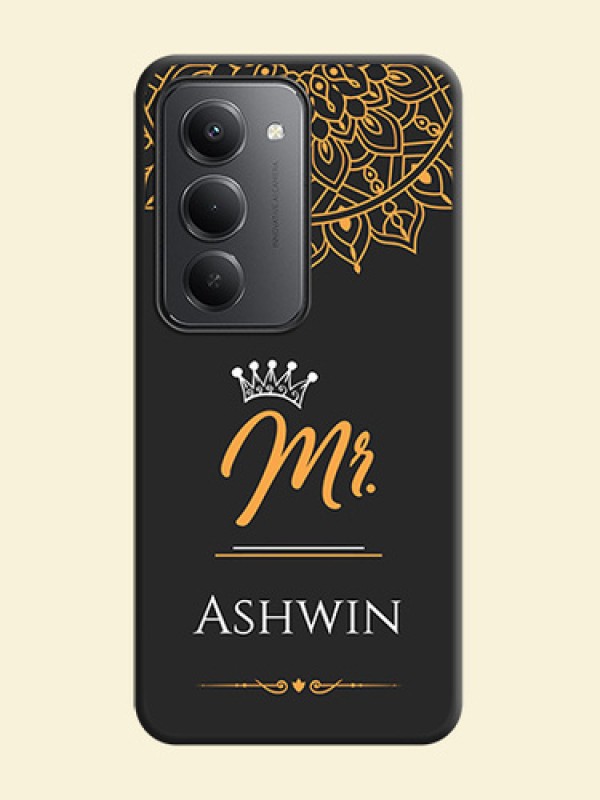 Mr Name with Floral Design On Space Black Custom Soft Matte Mobile Back Cover - Redmi 15 5G