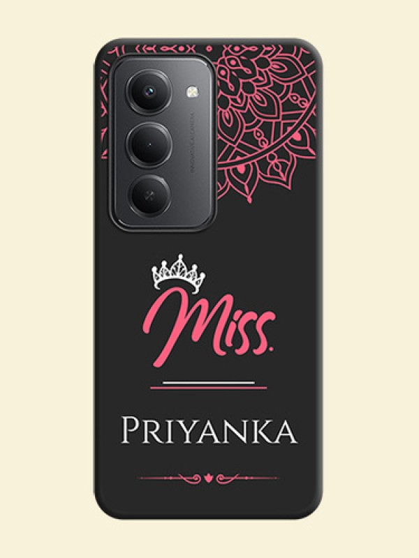 Mrs Name with Floral Design On Space Black Custom Soft Matte Mobile Back Cover - Redmi 15 5G