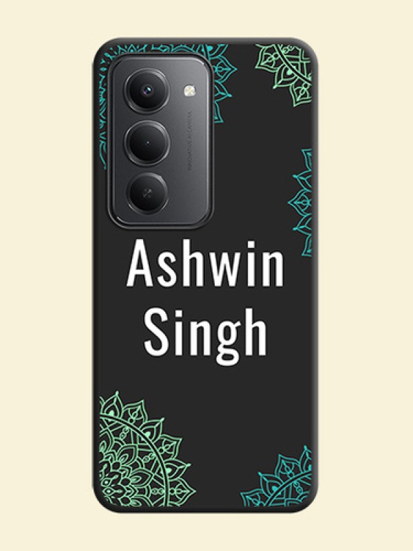 Your Name with Floral Design On Space Black Custom Soft Matte Mobile Back Cover - Redmi 15 5G