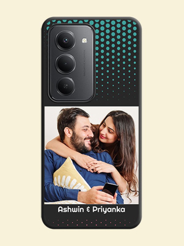 Faded Dots with Grunge Photo Frame and Text On Space Black Custom Soft Matte Mobile Back Cover - Redmi 15 5G