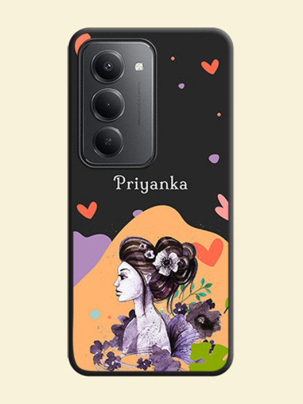 Namecase For Her With Fancy Lady Image On Space Black Custom Soft Matte Mobile Back Cover - Redmi 15 5G