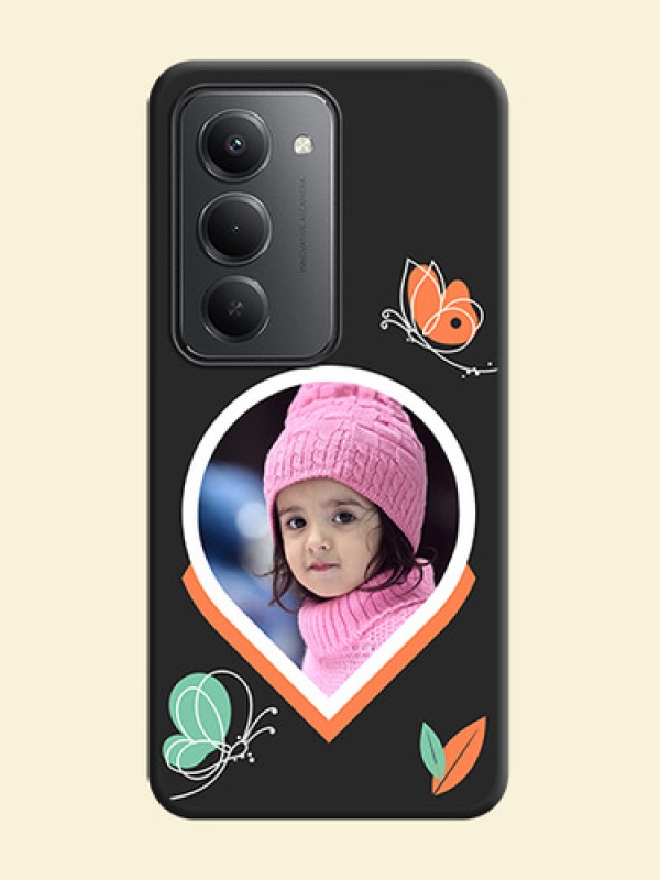 Upload Pic With Simple Butterly Design On Space Black Custom Soft Matte Mobile Back Cover - Redmi 15 5G