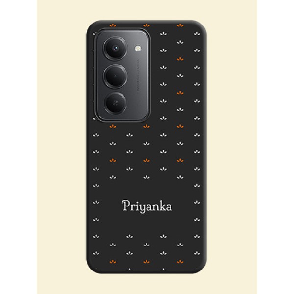 Simple Pattern With Custom Text On Space Black Custom Soft Matte Mobile Back Cover - Redmi 15 5G