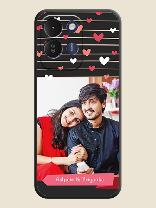 Love Pattern with Name on Pink Ribbon on Photo On Space Black Custom Soft Matte Mobile Back Cover - Redmi 17 5G