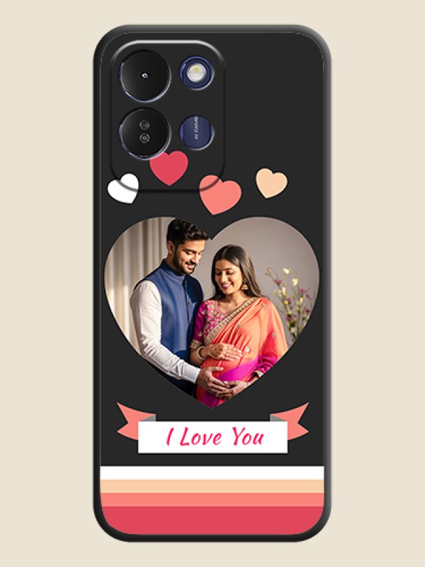 Love Shaped Photo with Colorful Stripes On Space Black Custom Soft Matte Mobile Back Cover - Redmi 17 5G