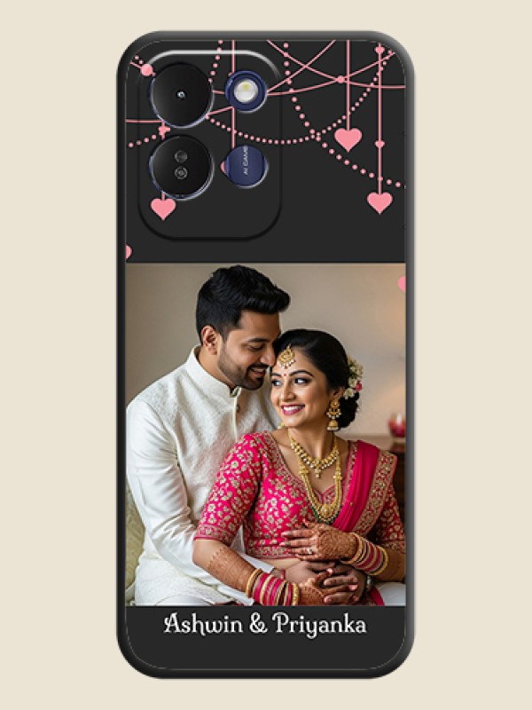 Pink Love Hangings with Text On Space Black Custom Soft Matte Mobile Back Cover - Redmi 17 5G