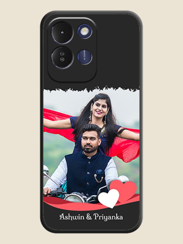 Pin Color Love Shaped Ribbon Design with Text On Space Black Custom Soft Matte Mobile Back Cover - Redmi 17 5G