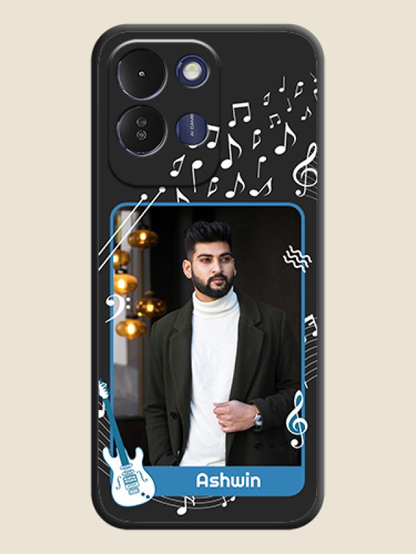 Musical Theme Design with Text on Photo On Space Black Custom Soft Matte Mobile Back Cover - Redmi 17 5G