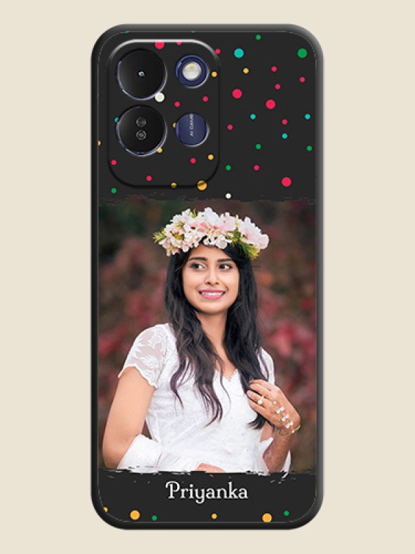 Multicolor Dotted Pattern with Text On Space Black Custom Soft Matte Mobile Back Cover - Redmi 17 5G