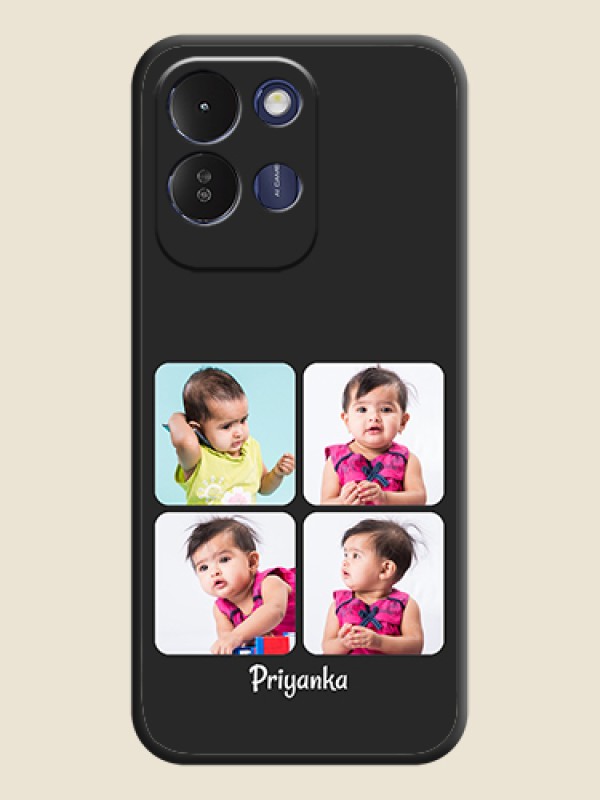 Floral Art with 6 Image Holder on Photo On Space Black Custom Soft Matte Mobile Back Cover - Redmi 17 5G