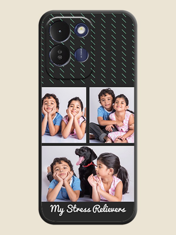 Cross Dotted Pattern with 2 Image Holder On Space Black Custom Soft Matte Mobile Back Cover - Redmi 17 5G