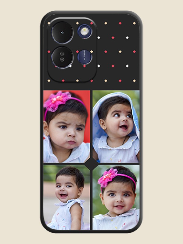 Multicolor Dotted Pattern with 4 Image Holder On Space Black Custom Soft Matte Mobile Back Cover - Redmi 17 5G