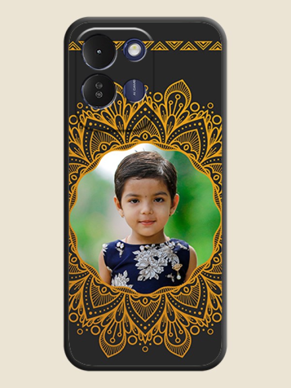 Round Image with Floral Design On Space Black Custom Soft Matte Mobile Back Cover - Redmi 17 5G