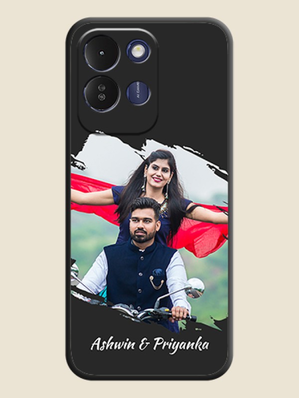 Grunge Brush Strokes on Photo On Space Black Custom Soft Matte Mobile Back Cover - Redmi 17 5G