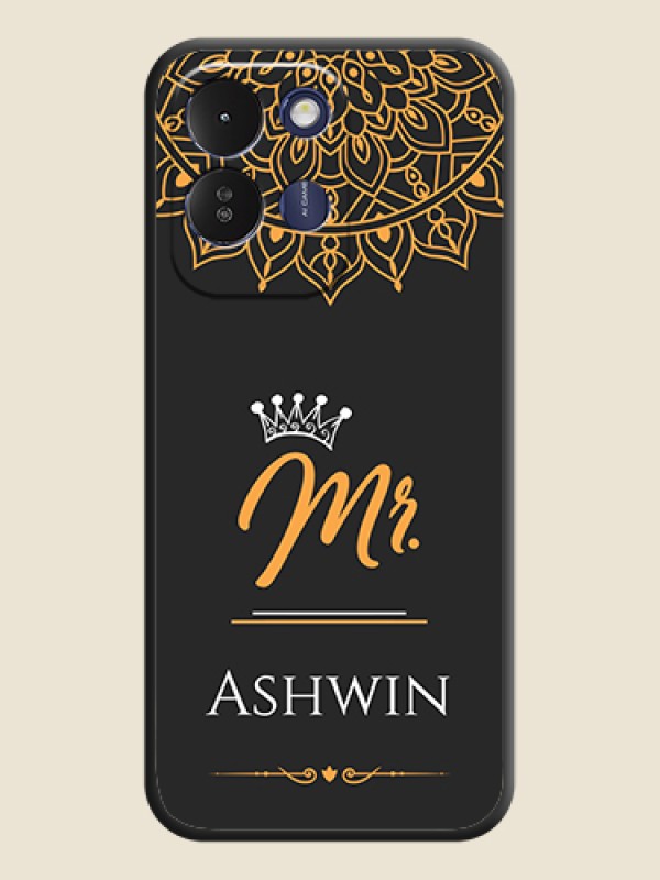 Mr Name with Floral Design On Space Black Custom Soft Matte Mobile Back Cover - Redmi 17 5G