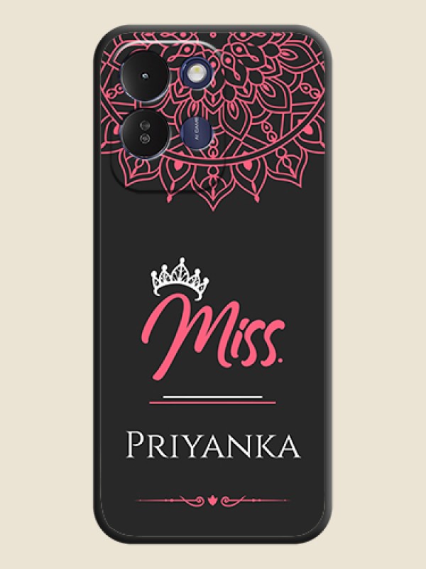 Mrs Name with Floral Design On Space Black Custom Soft Matte Mobile Back Cover - Redmi 17 5G