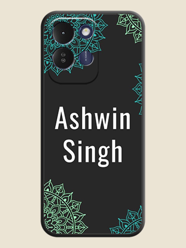 Your Name with Floral Design On Space Black Custom Soft Matte Mobile Back Cover - Redmi 17 5G
