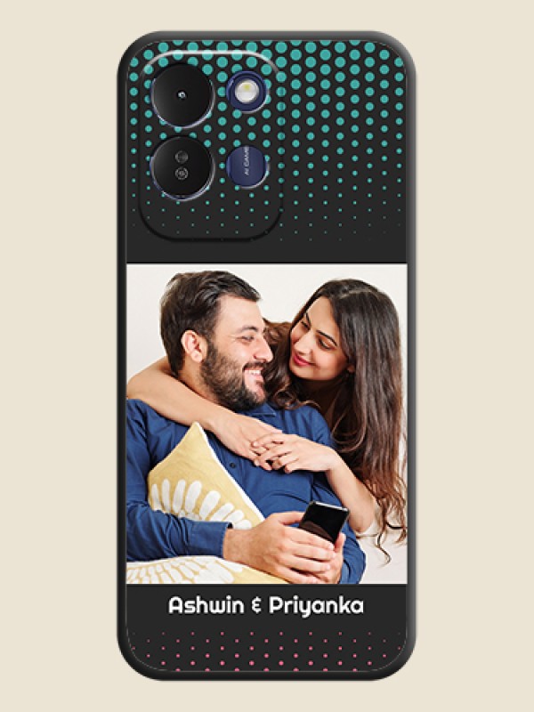 Faded Dots with Grunge Photo Frame and Text On Space Black Custom Soft Matte Mobile Back Cover - Redmi 17 5G