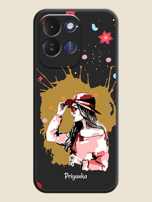 Mordern Lady With Color Splash Background With Custom Text On Space Black Custom Soft Matte Mobile Back Cover - Redmi 17 5G