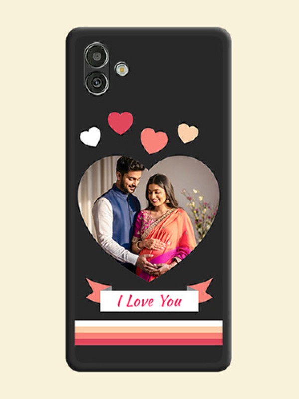 Love Shaped Photo with Colorful Stripes on Personalised Space Black Soft Matte Cases - Samsung Galaxy A04