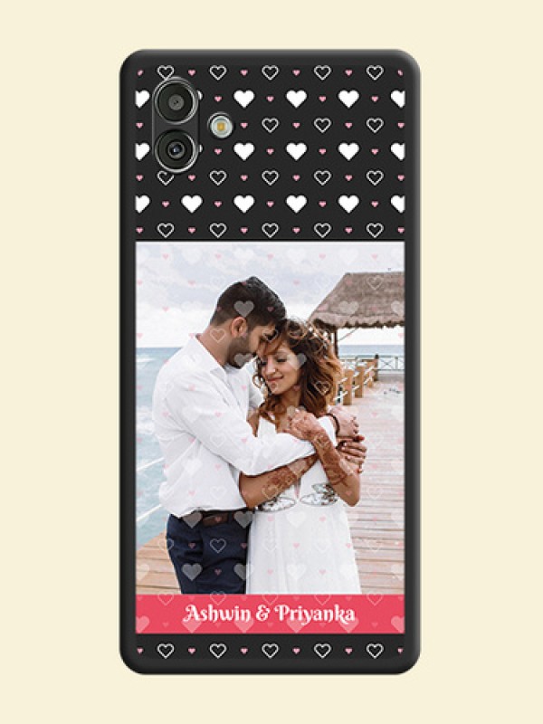 White Color Love Symbols with Text Design on Photo on Space Black Soft Matte Phone Cover - Samsung Galaxy A04
