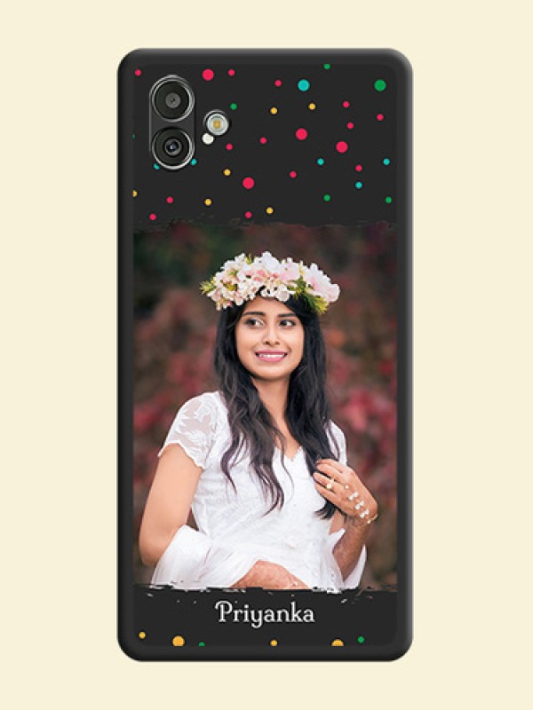Multicolor Dotted Pattern with Text on Space Black Custom Soft Matte Phone Back Cover - Samsung Galaxy A04
