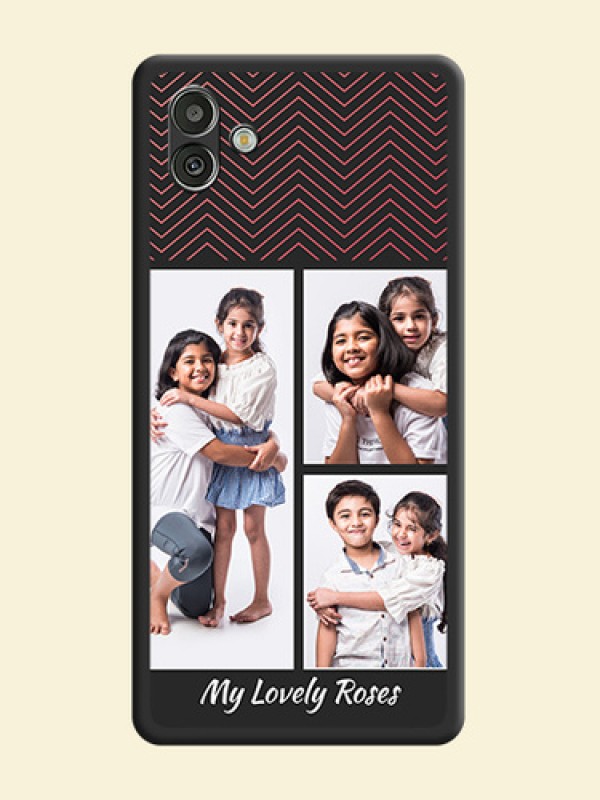 Wave Pattern with 3 Image Holder on Space Black Custom Soft Matte Back Cover - Samsung Galaxy A04