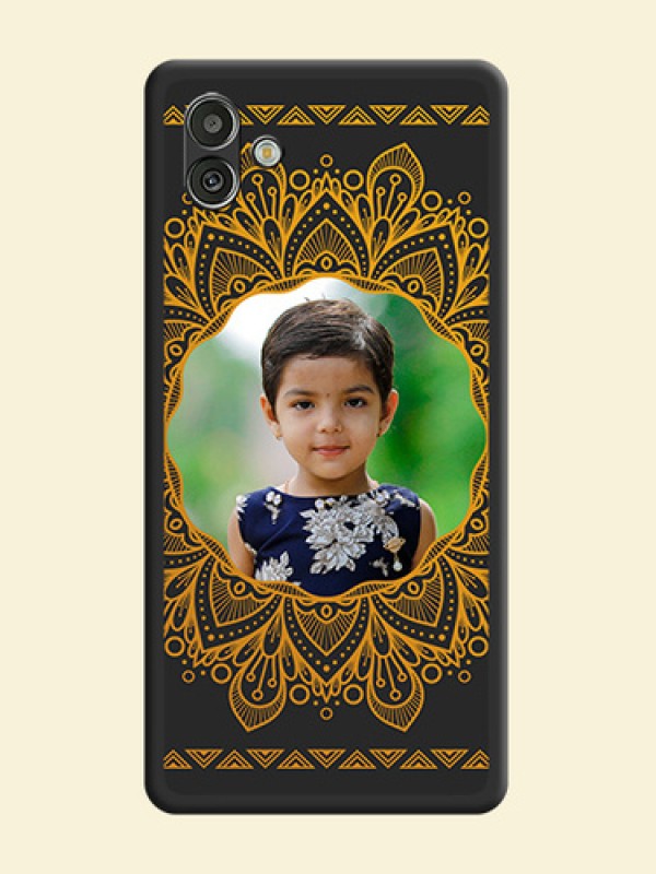 Round Image with Floral Design on Photo on Space Black Soft Matte Mobile Cover - Samsung Galaxy A04