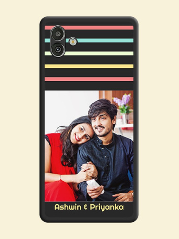 Color Stripes with Photo and Text on Photo on Space Black Soft Matte Mobile Case - Samsung Galaxy A04