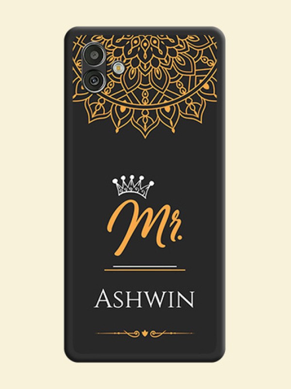 Mr Name with Floral Design  on Personalised Space Black Soft Matte Cases - Samsung Galaxy A04