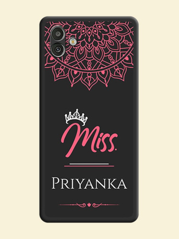Mrs Name with Floral Design on Space Black Personalized Soft Matte Phone Covers - Samsung Galaxy A04