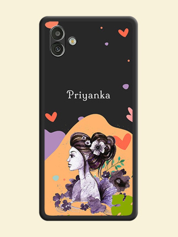 Namecase For Her With Fancy Lady Image On Space Black Personalized Soft Matte Phone Covers -Samsung Galaxy A04