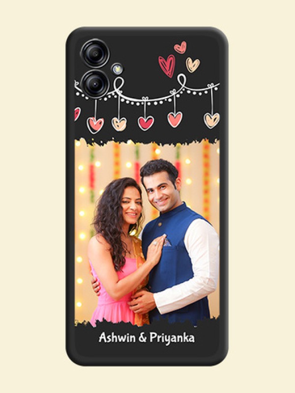Pink Love Hangings with Name on Space Black Custom Soft Matte Phone Cases - Samsung Galaxy A04e
