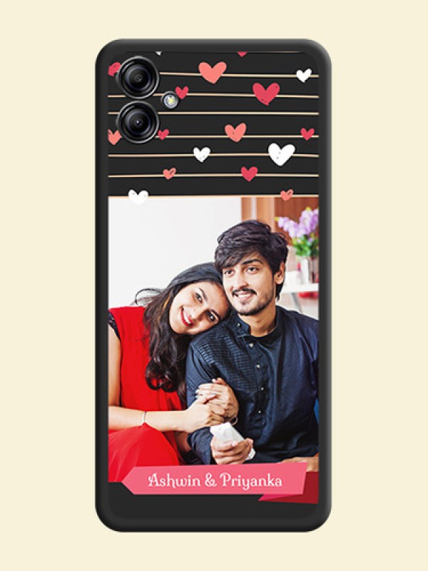 Love Pattern with Name on Pink Ribbon  on Photo on Space Black Soft Matte Back Cover - Samsung Galaxy A04e