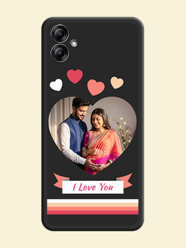 Love Shaped Photo with Colorful Stripes on Personalised Space Black Soft Matte Cases - Samsung Galaxy A04e