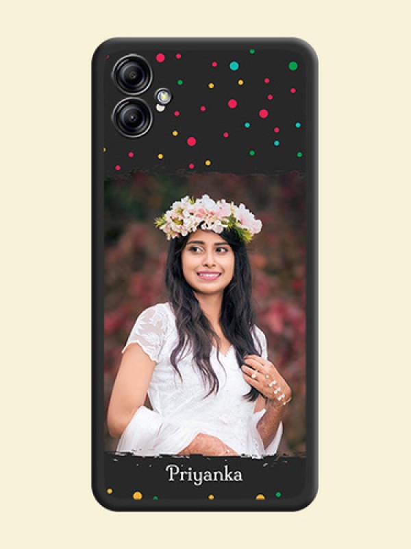 Multicolor Dotted Pattern with Text on Space Black Custom Soft Matte Phone Back Cover - Samsung Galaxy A04e