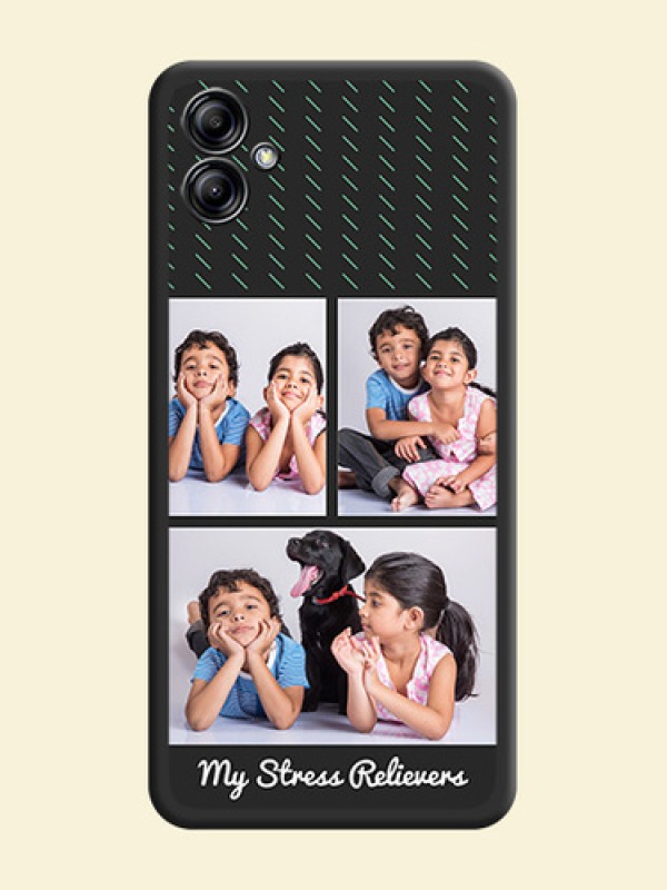 Cross Dotted Pattern with 2 Image Holder  on Personalised Space Black Soft Matte Cases - Samsung Galaxy A04e