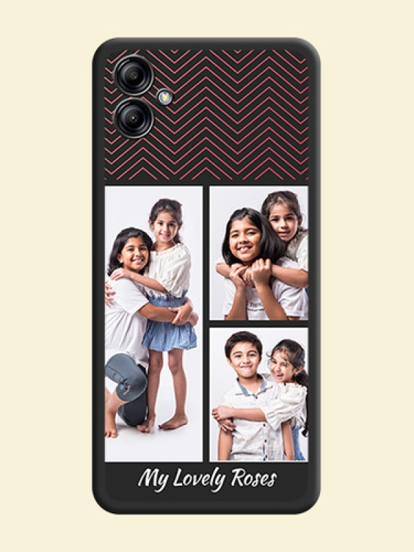 Wave Pattern with 3 Image Holder on Space Black Custom Soft Matte Back Cover - Samsung Galaxy A04e