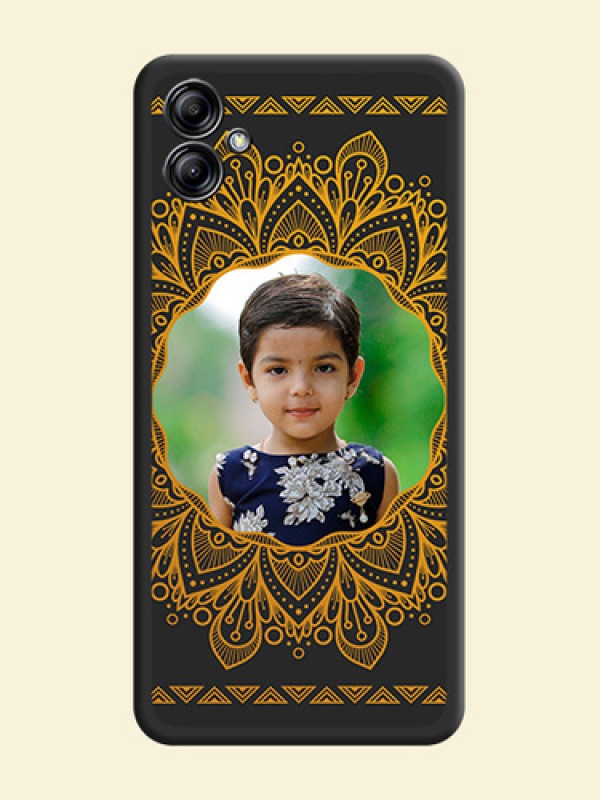Round Image with Floral Design on Photo on Space Black Soft Matte Mobile Cover - Samsung Galaxy A04e