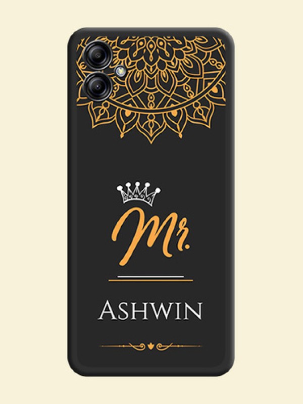 Mr Name with Floral Design  on Personalised Space Black Soft Matte Cases - Samsung Galaxy A04e