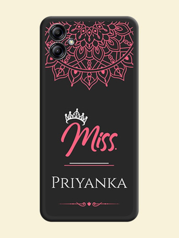Mrs Name with Floral Design on Space Black Personalized Soft Matte Phone Covers - Samsung Galaxy A04e