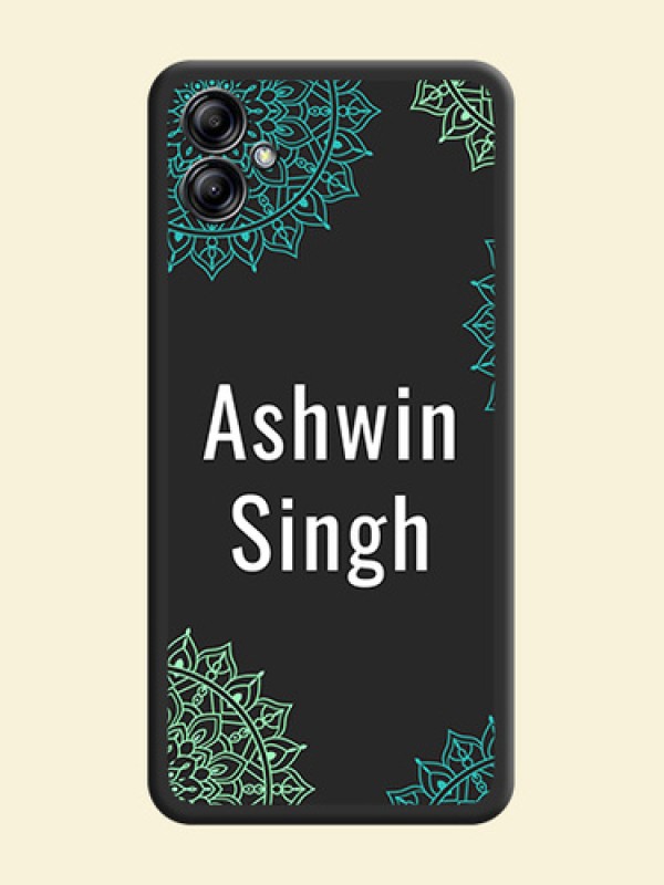 Your Name with Floral Design on Space Black Custom Soft Matte Back Cover - Samsung Galaxy A04e