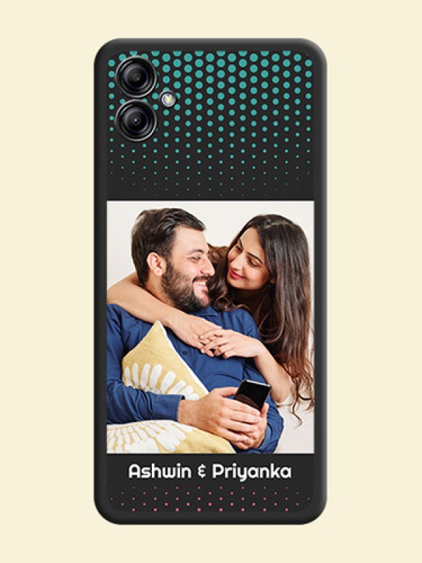 Faded Dots with Grunge Photo Frame and Text on Space Black Custom Soft Matte Phone Cases - Samsung Galaxy A04e