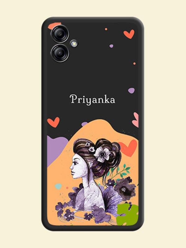 Namecase For Her With Fancy Lady Image On Space Black Personalized Soft Matte Phone Covers -Samsung Galaxy A04E