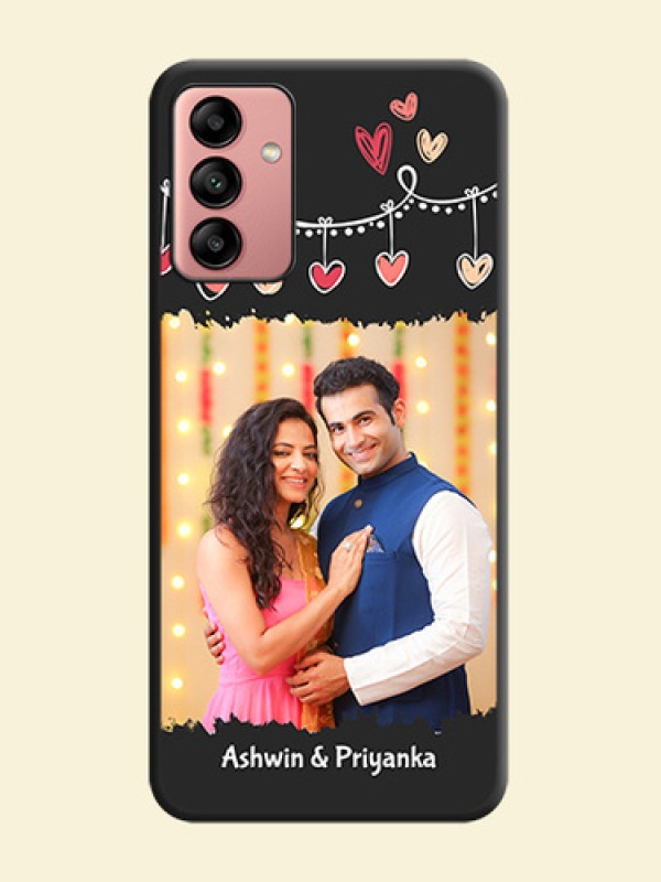 Pink Love Hangings with Name on Space Black Custom Soft Matte Phone Cases - Galaxy A04s