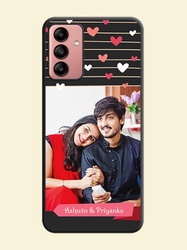 Love Pattern with Name on Pink Ribbon  on Photo on Space Black Soft Matte Back Cover - Galaxy A04s