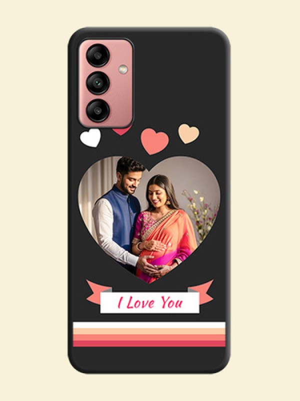 Love Shaped Photo with Colorful Stripes on Personalised Space Black Soft Matte Cases - Galaxy A04s